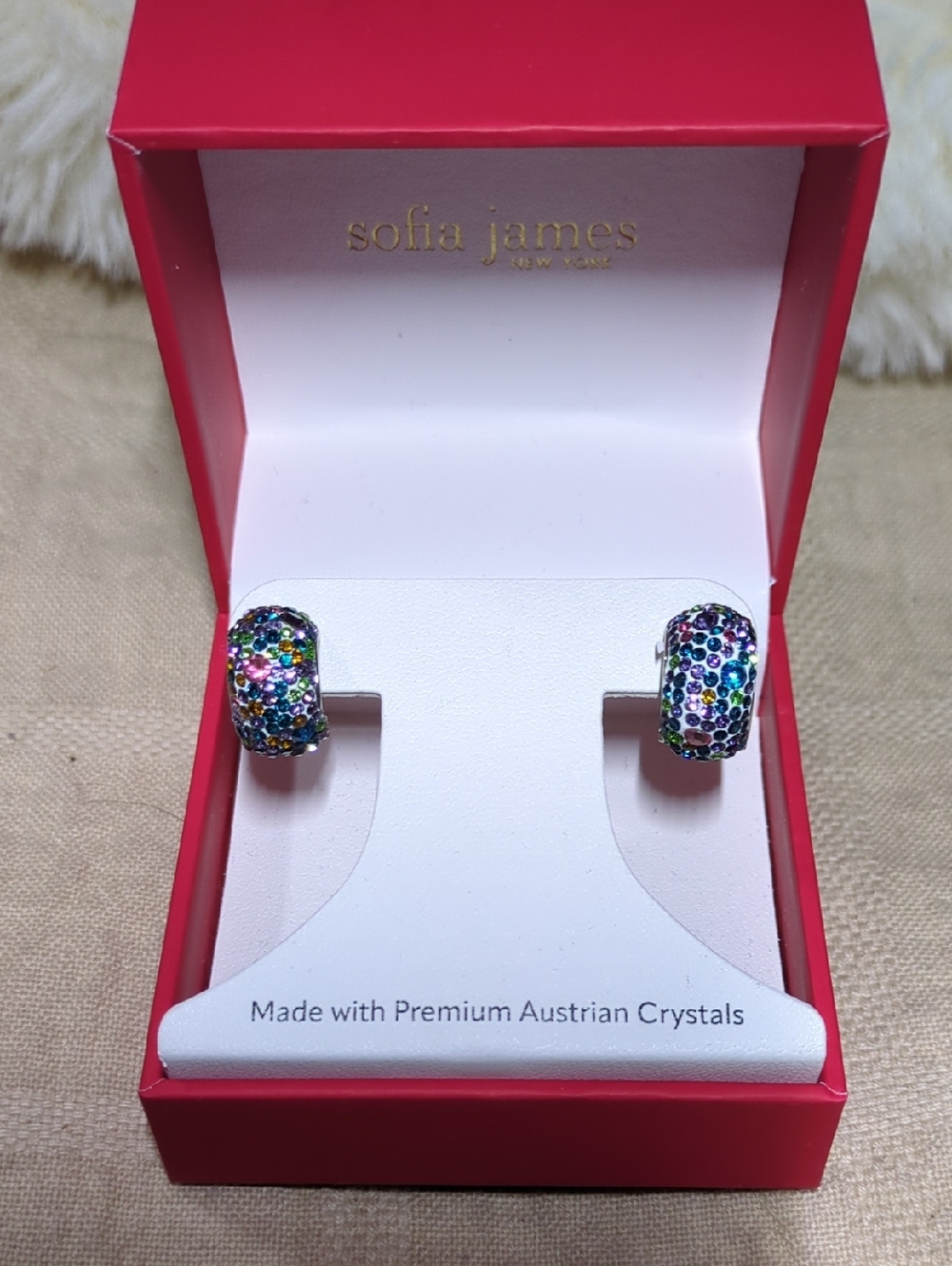 Sofia James Multicolor Crystal Huggie New In The Box Earrings NOW ONLY $58